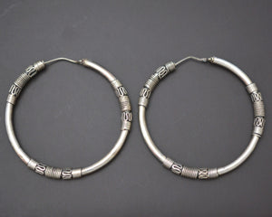 XXLarge Ethnic Bali Hoop Earrings with Wire Work