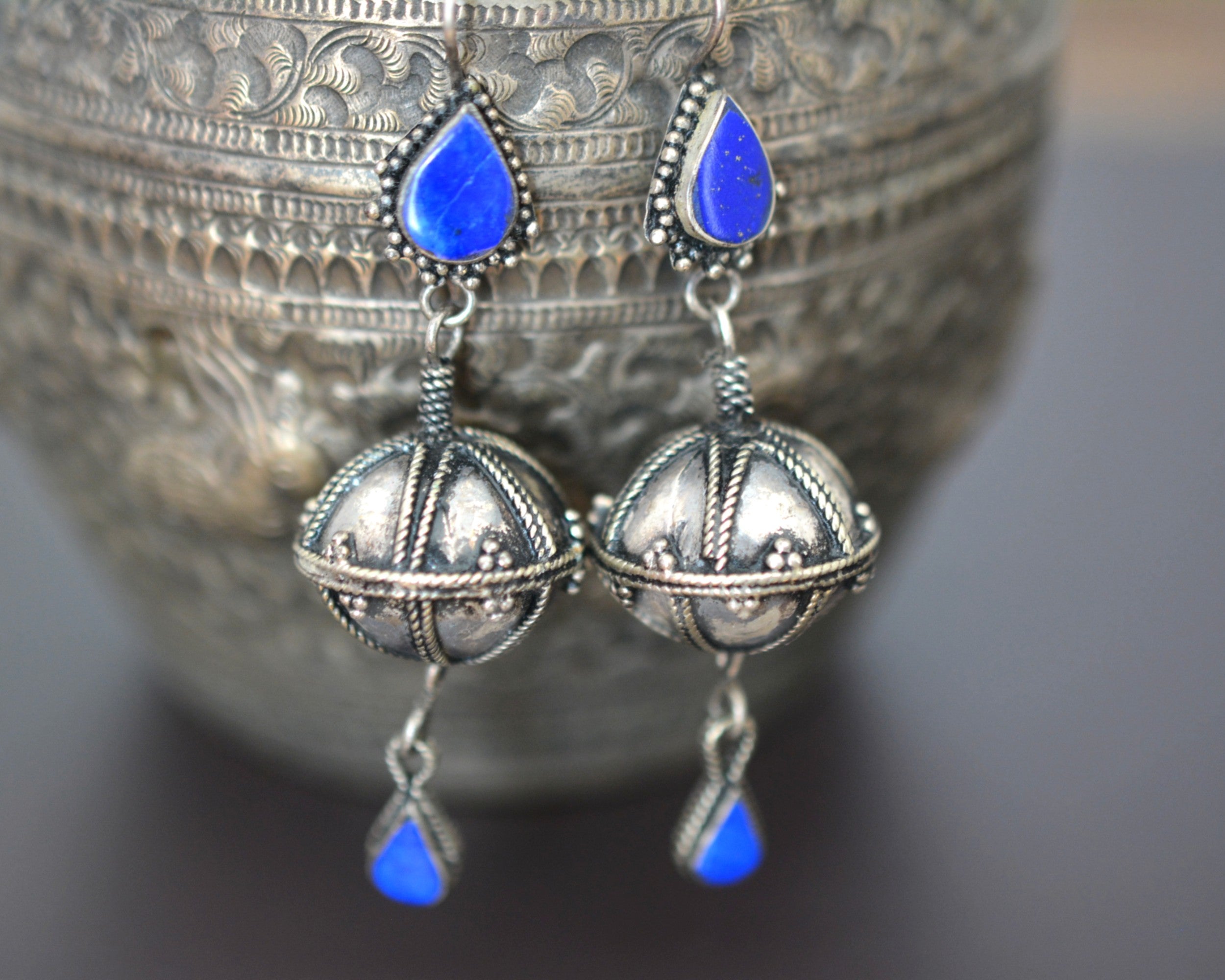 Afghani Lapis Lazuli Dangle Earrings
