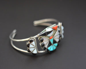 Zuni Multistone Inlay Peyote Bird Cuff Bracelet