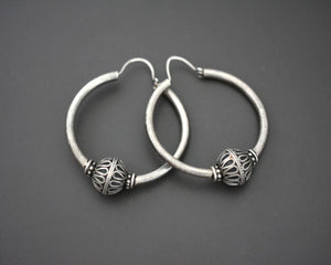 Reserved - Large Ethnic Bali Hoop Earrings with Bead