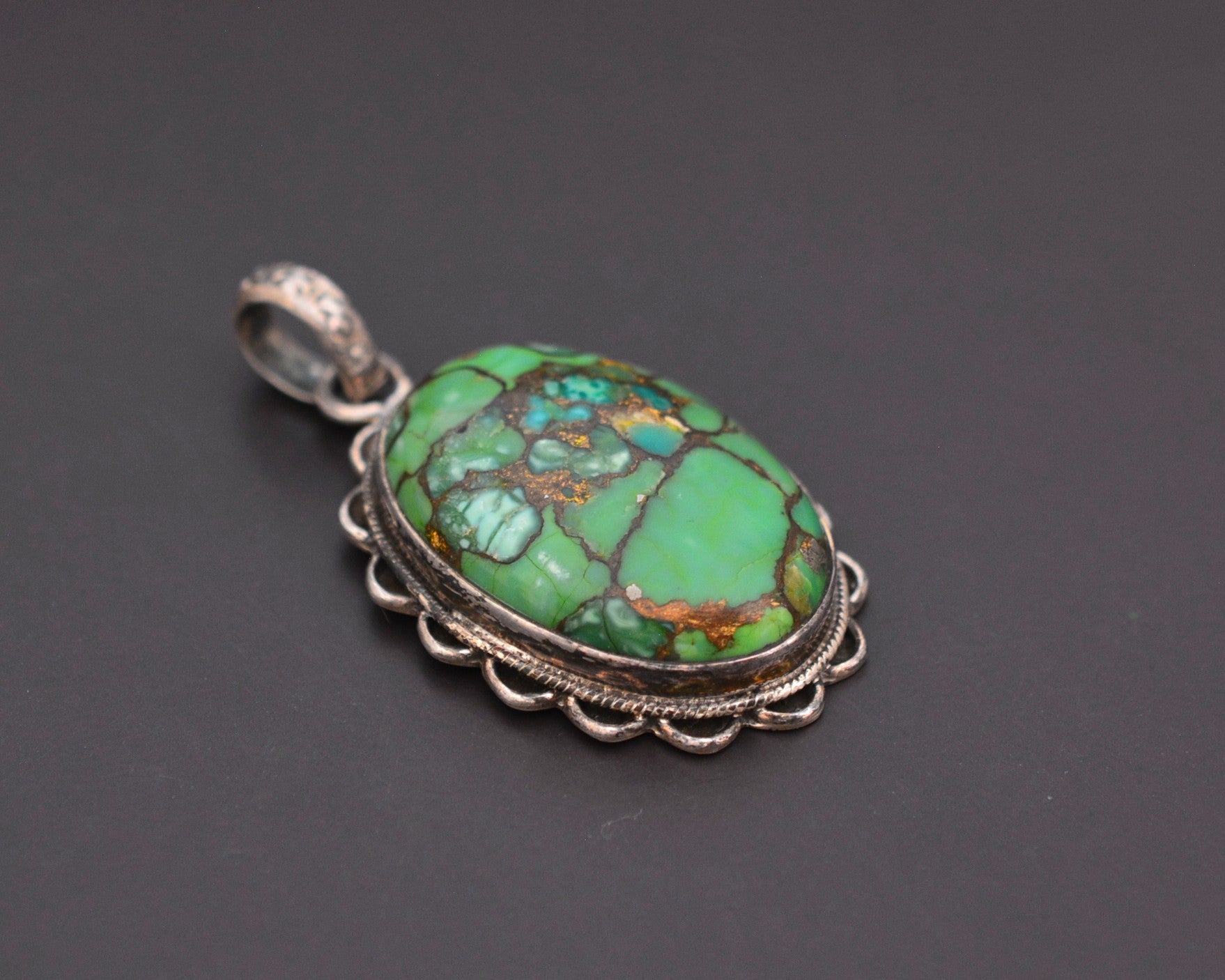 Green Turquoise Pendant from India
