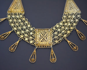 Yemeni Gilded Silver Filigree Necklace with Dangles - Made in Israel