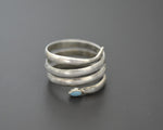 Indian Coil Ring with Turquoise - Size 7.5 - Snake Coil Ring