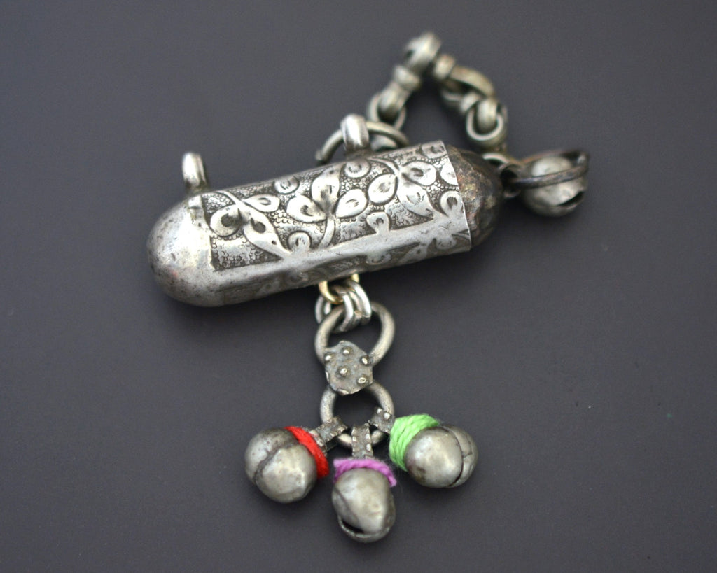 Silver Taviz Pendant with Cotton and Bells