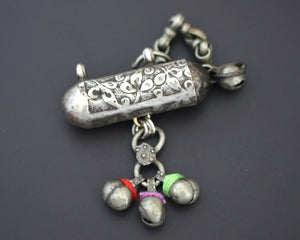 Silver Taviz Pendant with Cotton and Bells