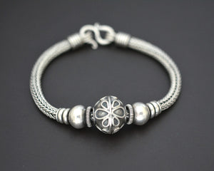 Bali Braided Snake Chain Bracelet with Silver Beads - Small