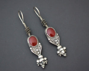 Afghani Carnelian Silver Earrings