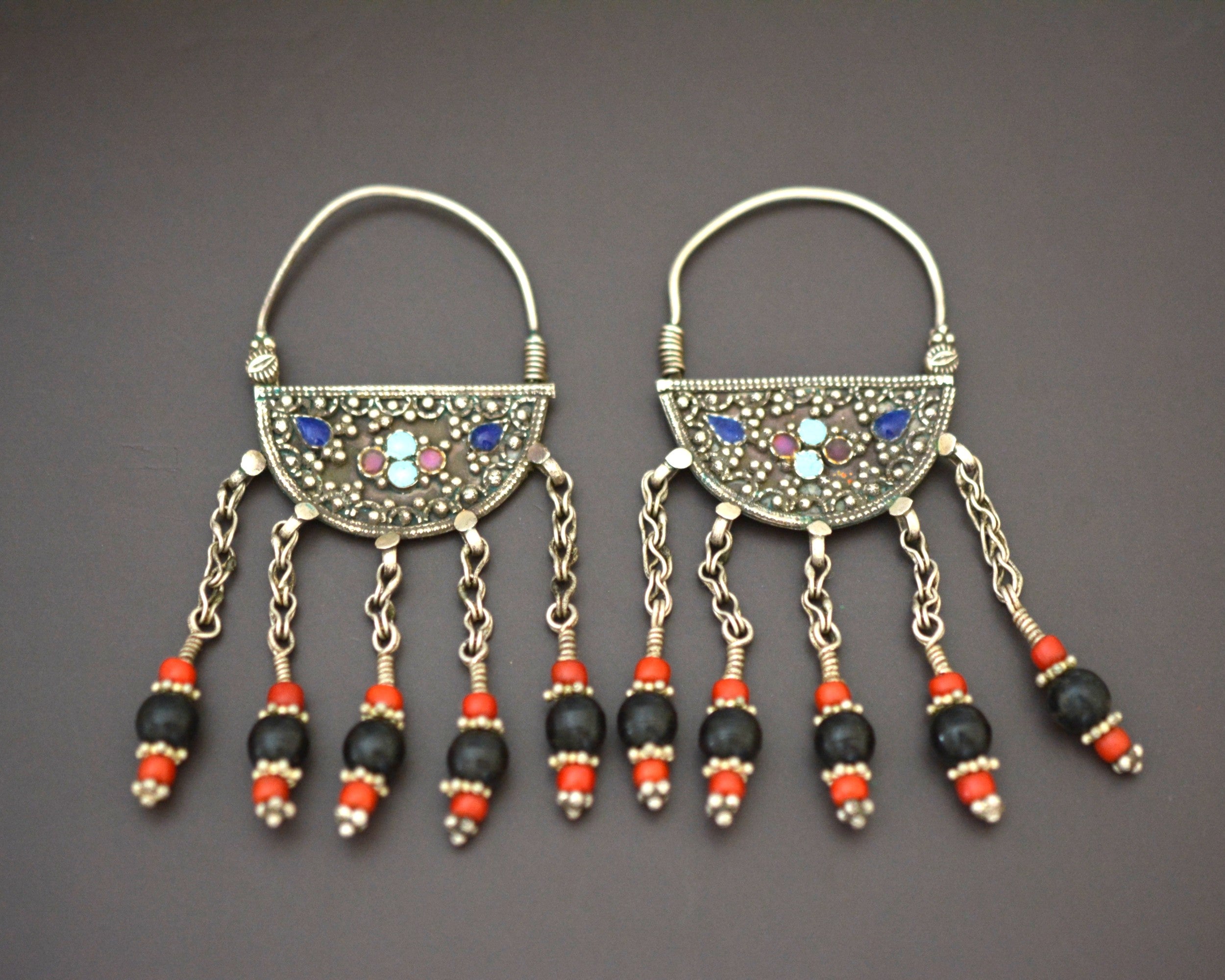 Uzbek Beads Hoop Earrings