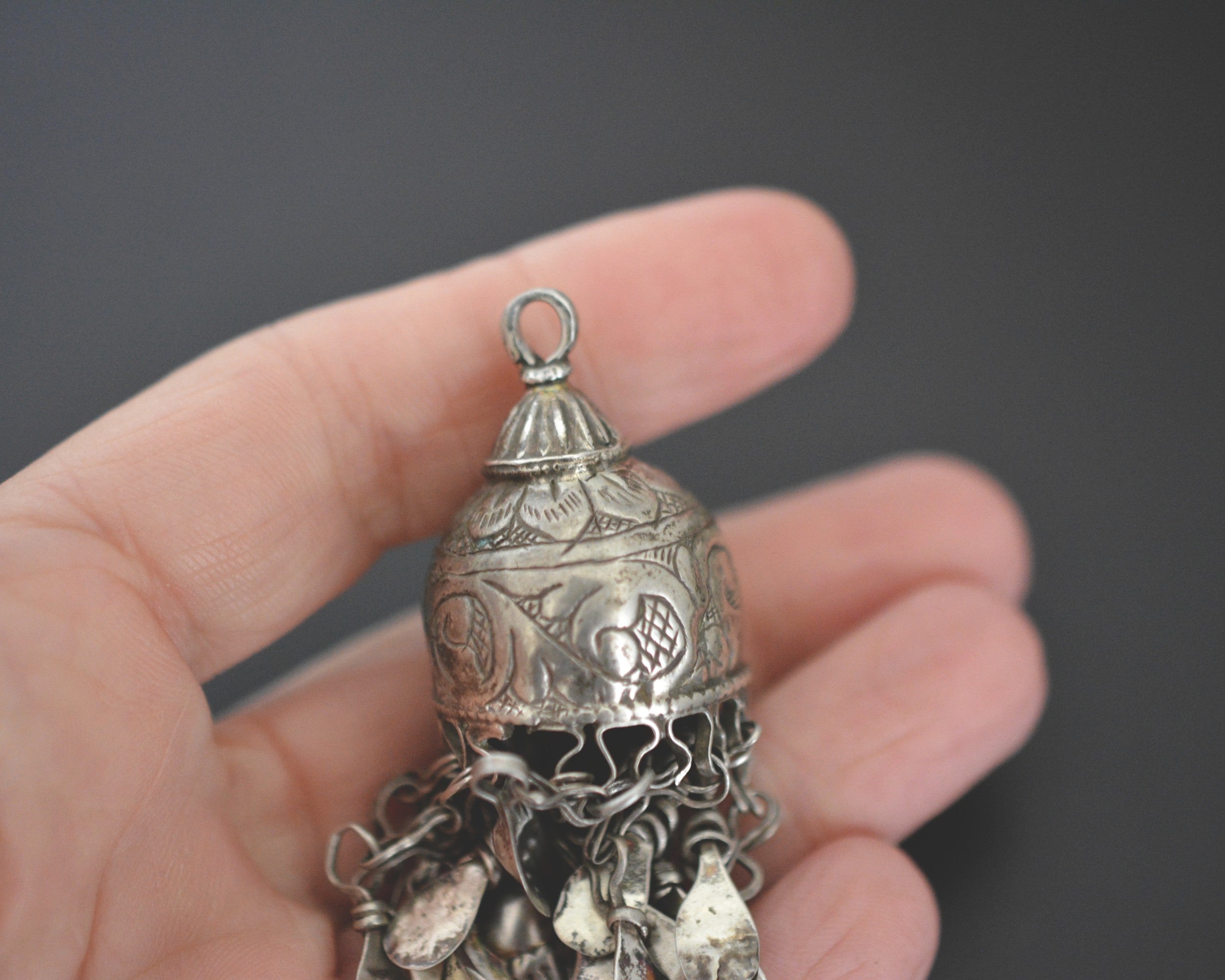 Old Uzbek Silver Tassel Pendant