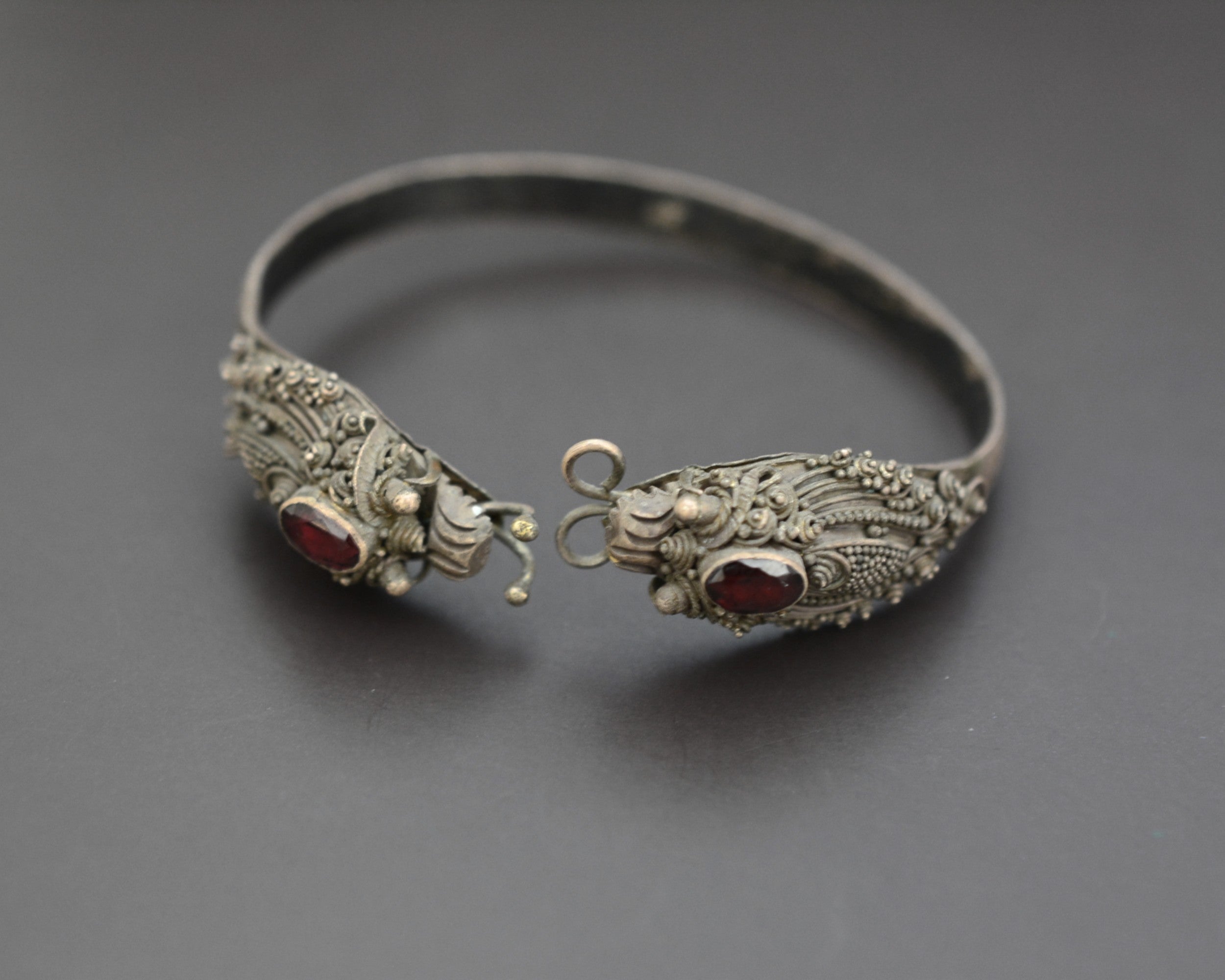 Double Dragon Garnet Bracelet from Bali - SMALL SIZE