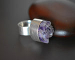 Ethnic Druzy Amethyst Ring - Size 6