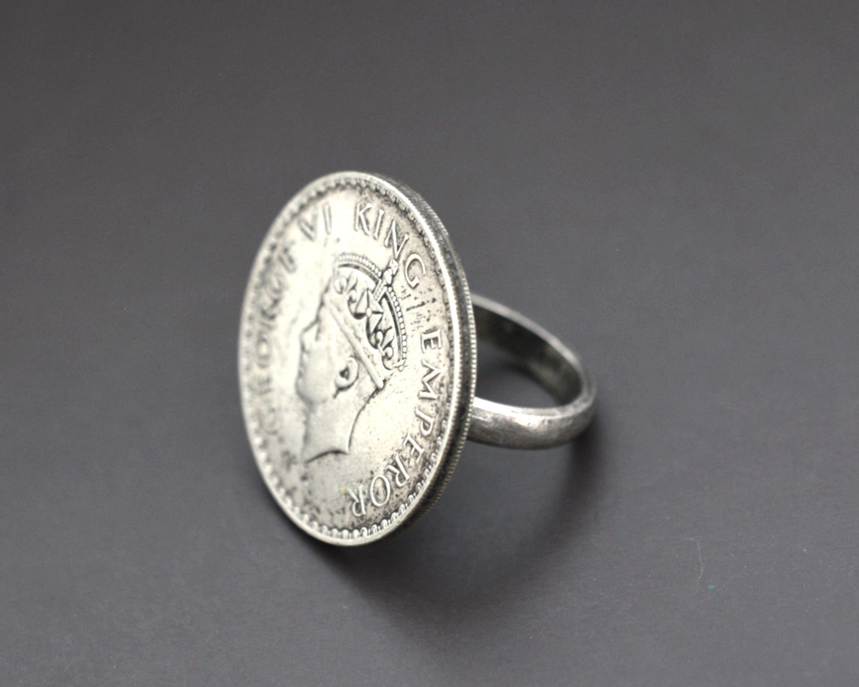 Large Indian Coin Ring - Size 9