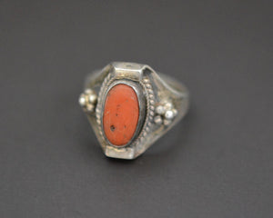 Nepali Coral Saddle Ring - Size 8