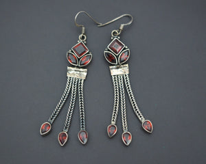 Ethnic Garnet Dangle Earrings