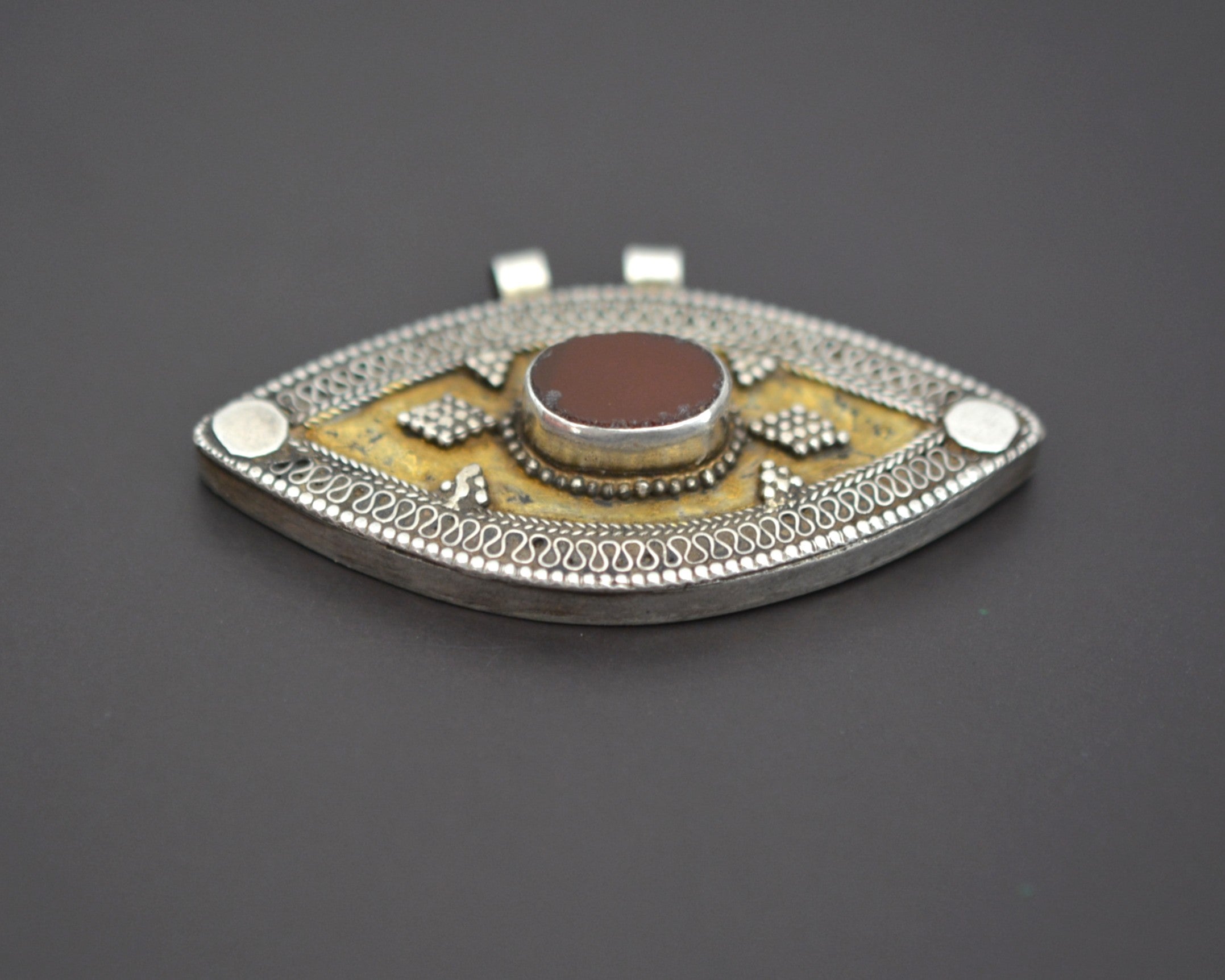 Kazakh Gilded Pendant with Carnelian