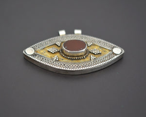 Kazakh Gilded Pendant with Carnelian