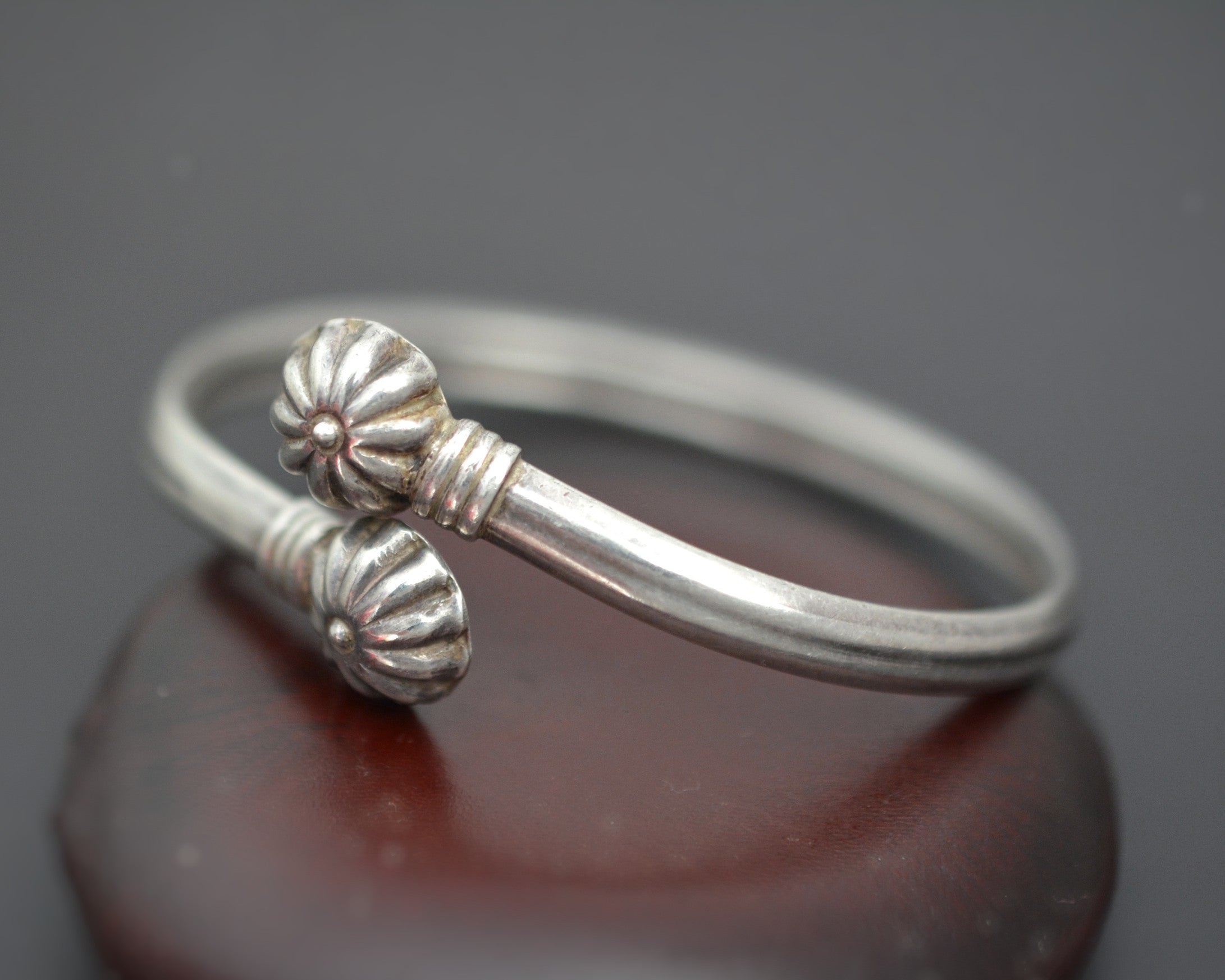 Ethnic Sterling Silver Flowery Bracelet