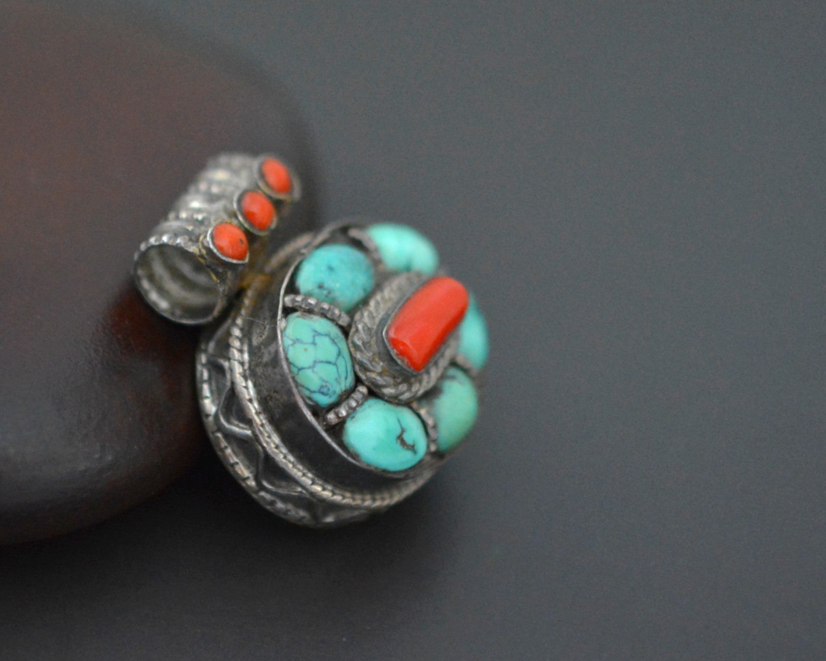 Tibetan Gau Box with Coral and Turquoise