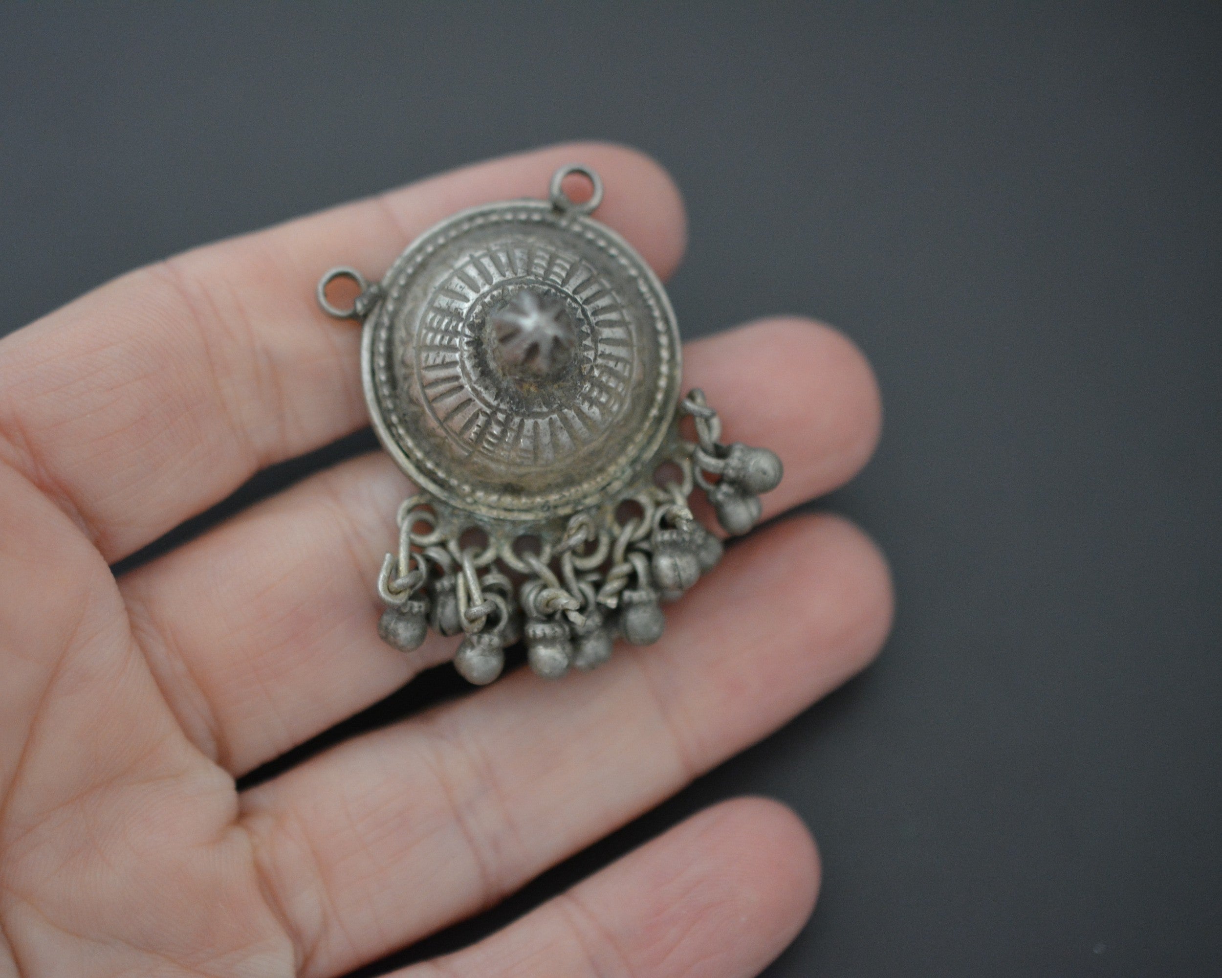 Rajasthani Silver Pendant with Bells
