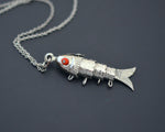 Movable Fish Pendant on Silver Chain