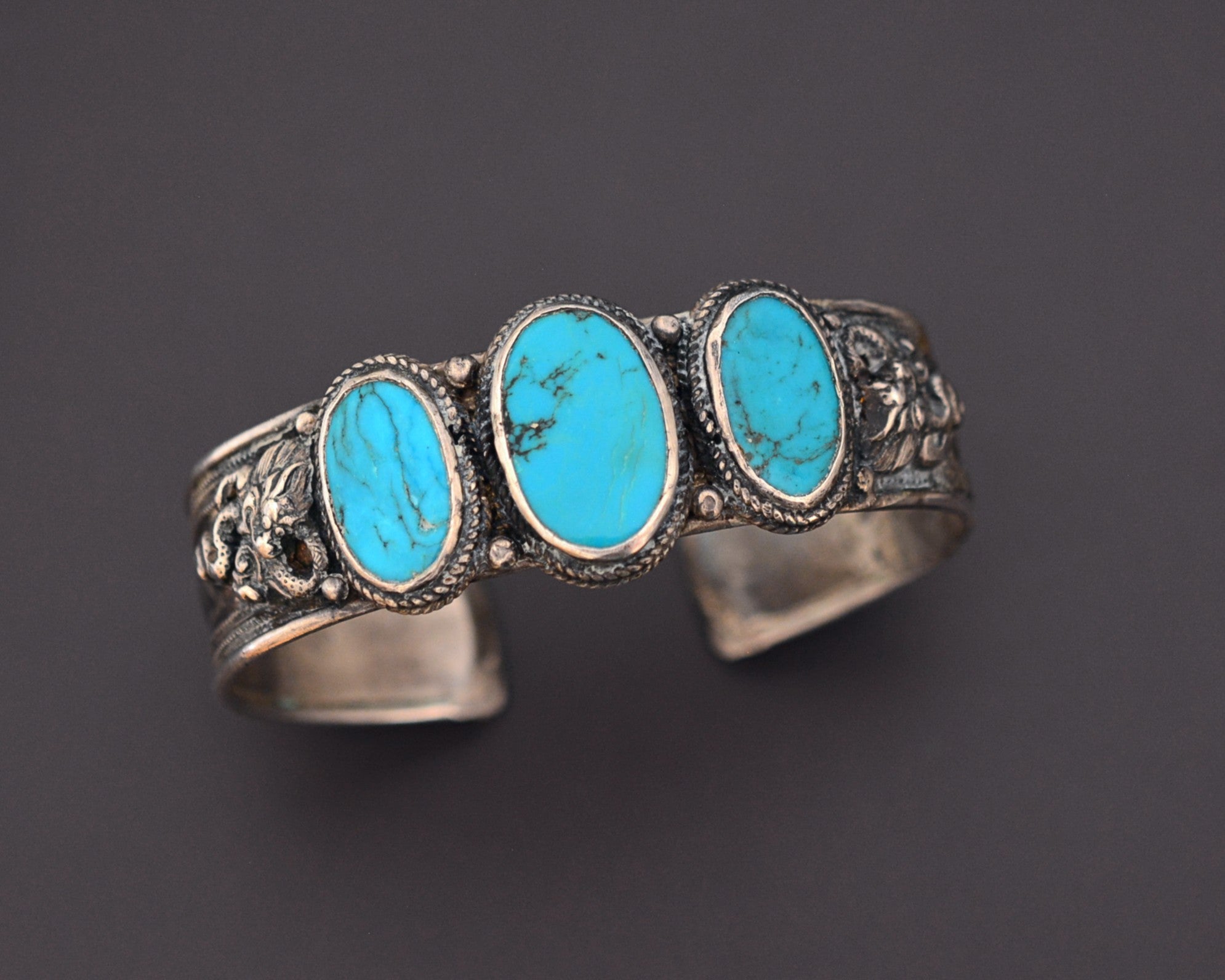 Nepali Turquoise Dragon Cuff Bracelet