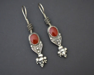 Afghani Carnelian Silver Earrings