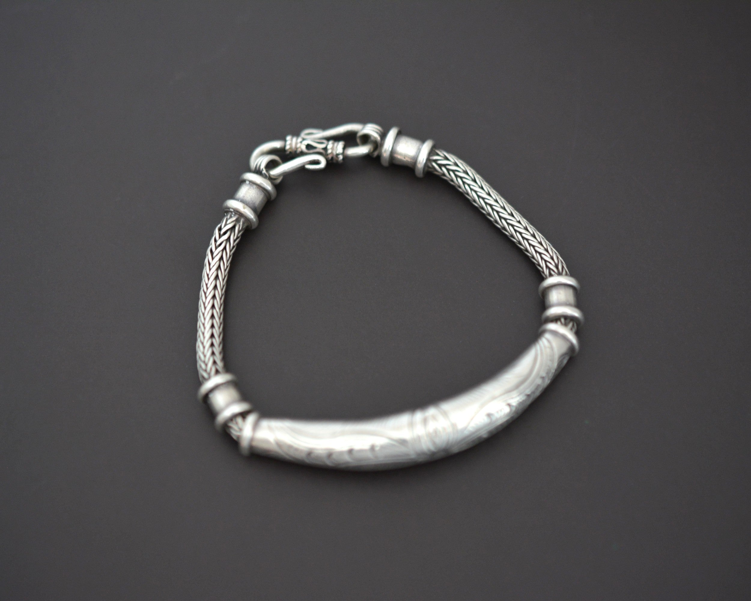 Bali Braided Snake Chain Bracelet with Silver Parts - Sterling Silver