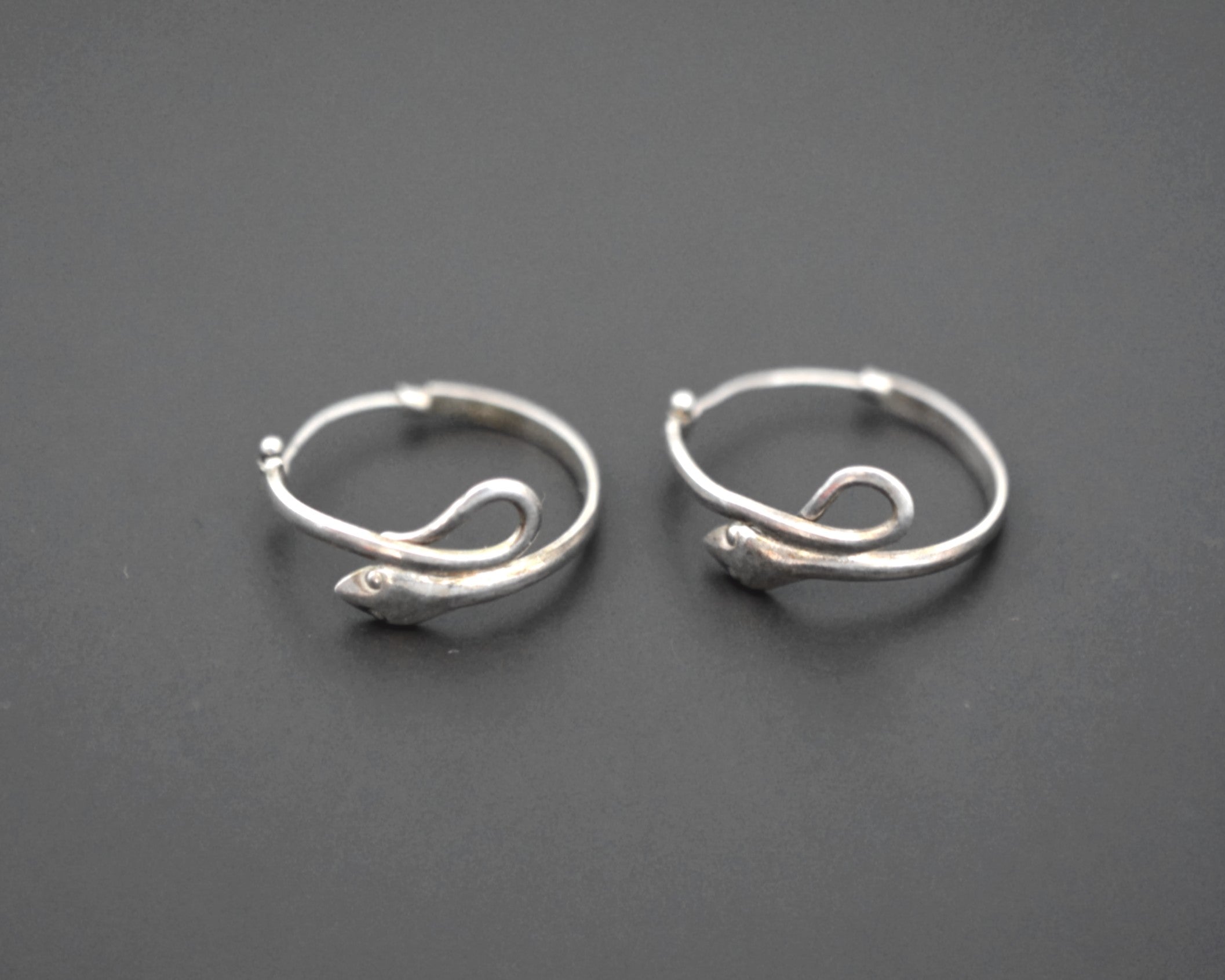 Silver Snake Hoop Earrings - SMALL/MEDIUM