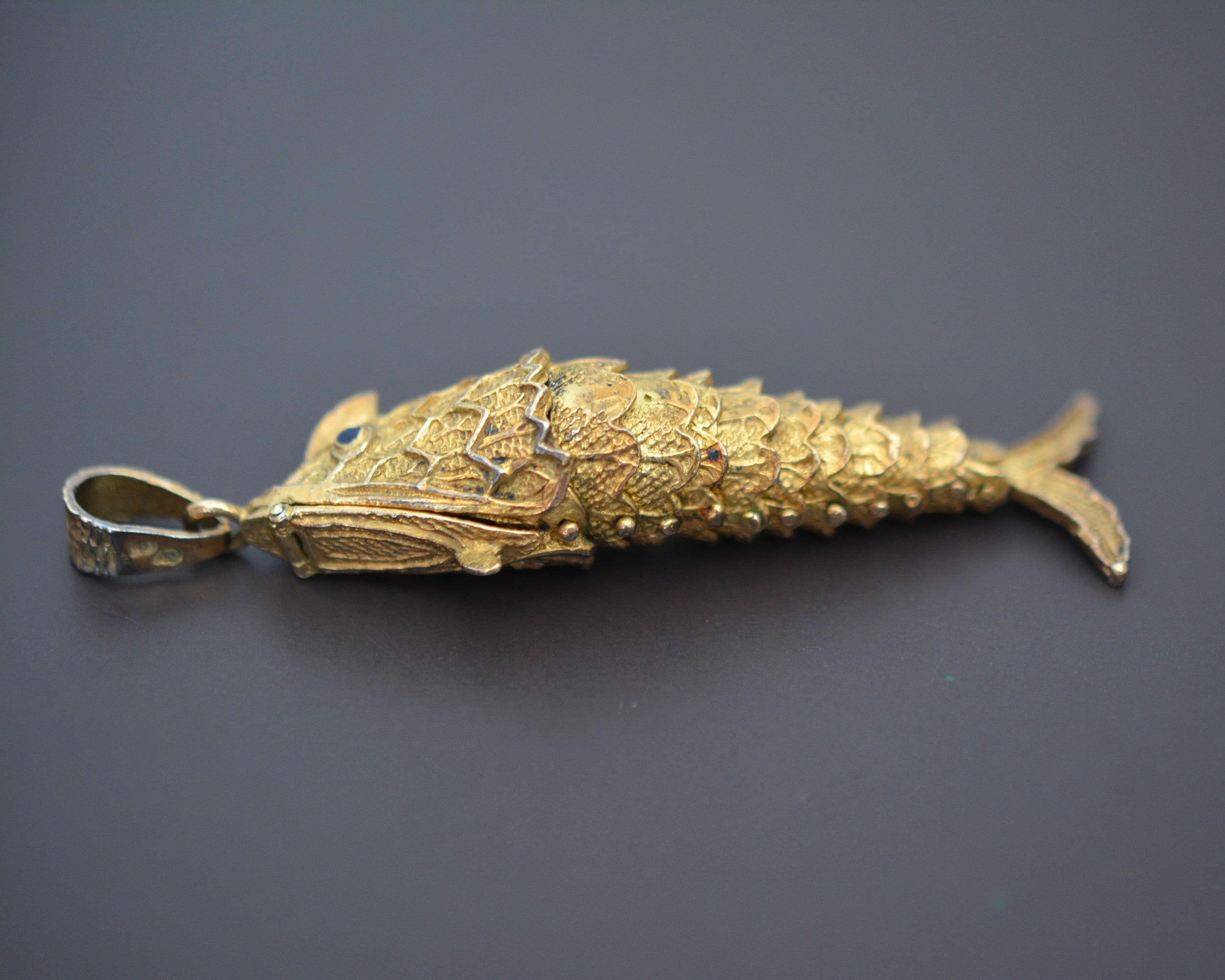 Large Gilded Openable Fish Case Pendant