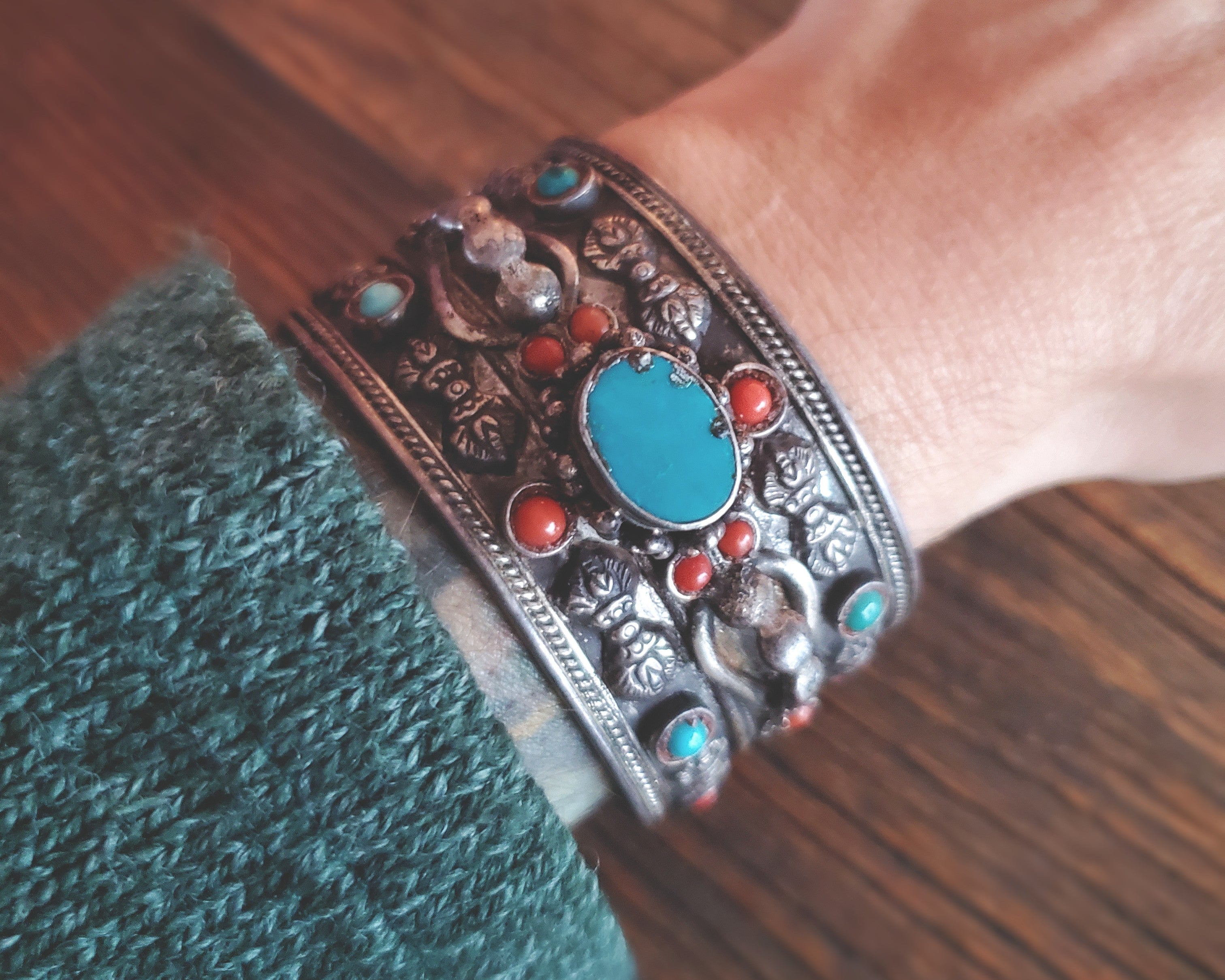 Fabulous Tibetan Nepali Turquoise Cuff Bracelet