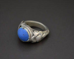 Antique Yemeni Blue Glass Ring - Size 6.5