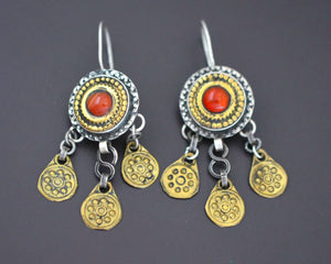 Afghani Silver Gilded Dangle Earrings