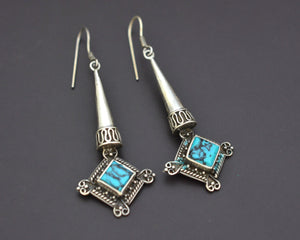 Silver Turquoise Dangle Earrings from Bali