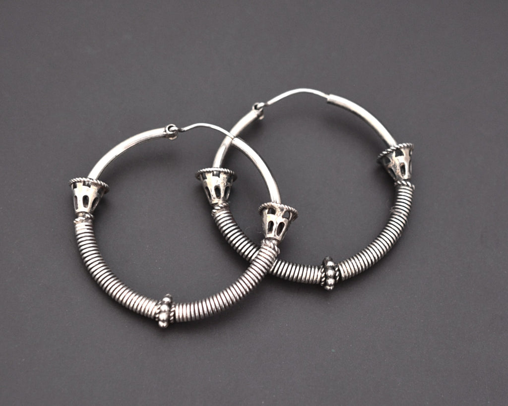 Ethnic Bali Hoop Earrings with Wire Work - Medium/Large