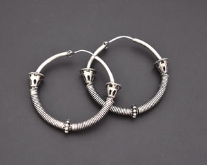 Ethnic Bali Hoop Earrings with Wire Work - Medium/Large