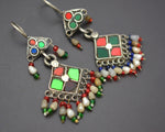 Afghani Glass and Pearl Earrings