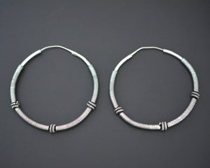 XLarge Ethnic Bali Hoop Earrings with Wire Work