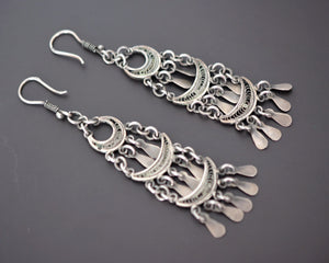 Long Silver Filigree Earrings from Egypt