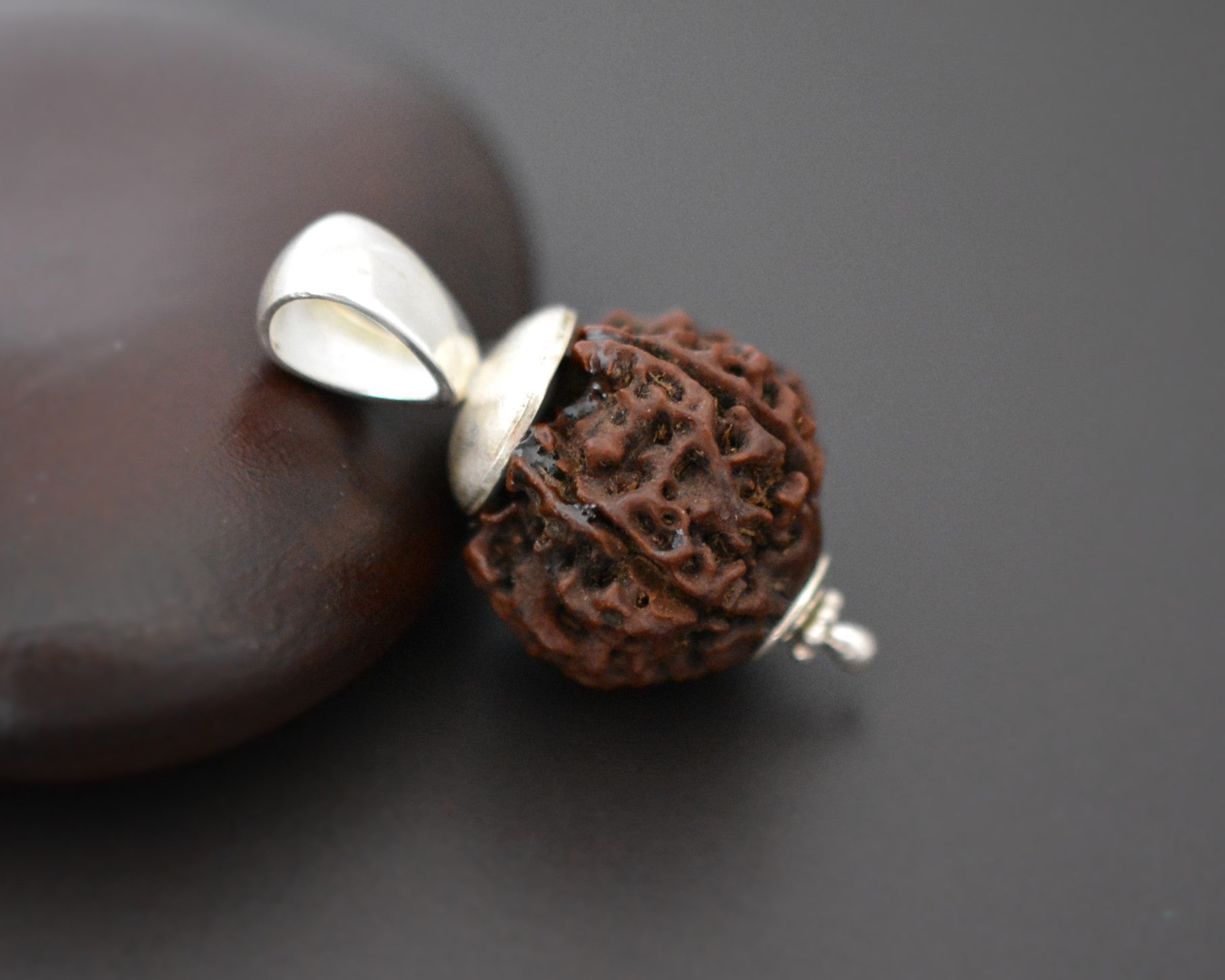 Rudraksha Bead Pendant with Silver Cap