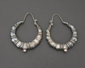 Nepali Silver Hoop Earrings - Medium Large