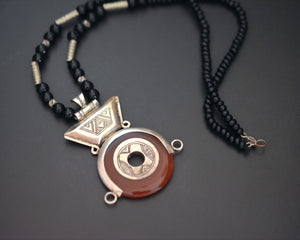 Tuareg Carnelian Silver Pendant Necklace