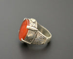 Afghani Carved Carnelian Ring  - Size 8.5 - Turkmen Ring