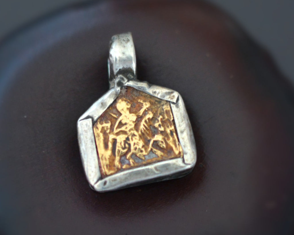 Old Indian Silver and Gold Hindu Diety Pendant