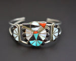 Zuni Multistone Inlay Peyote Bird Cuff Bracelet