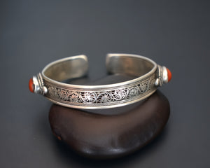 Nepali Coral Cuff Bracelet with Filigree Work