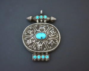 Tibetan or Nepali Gau Box Pendant with Turquoises