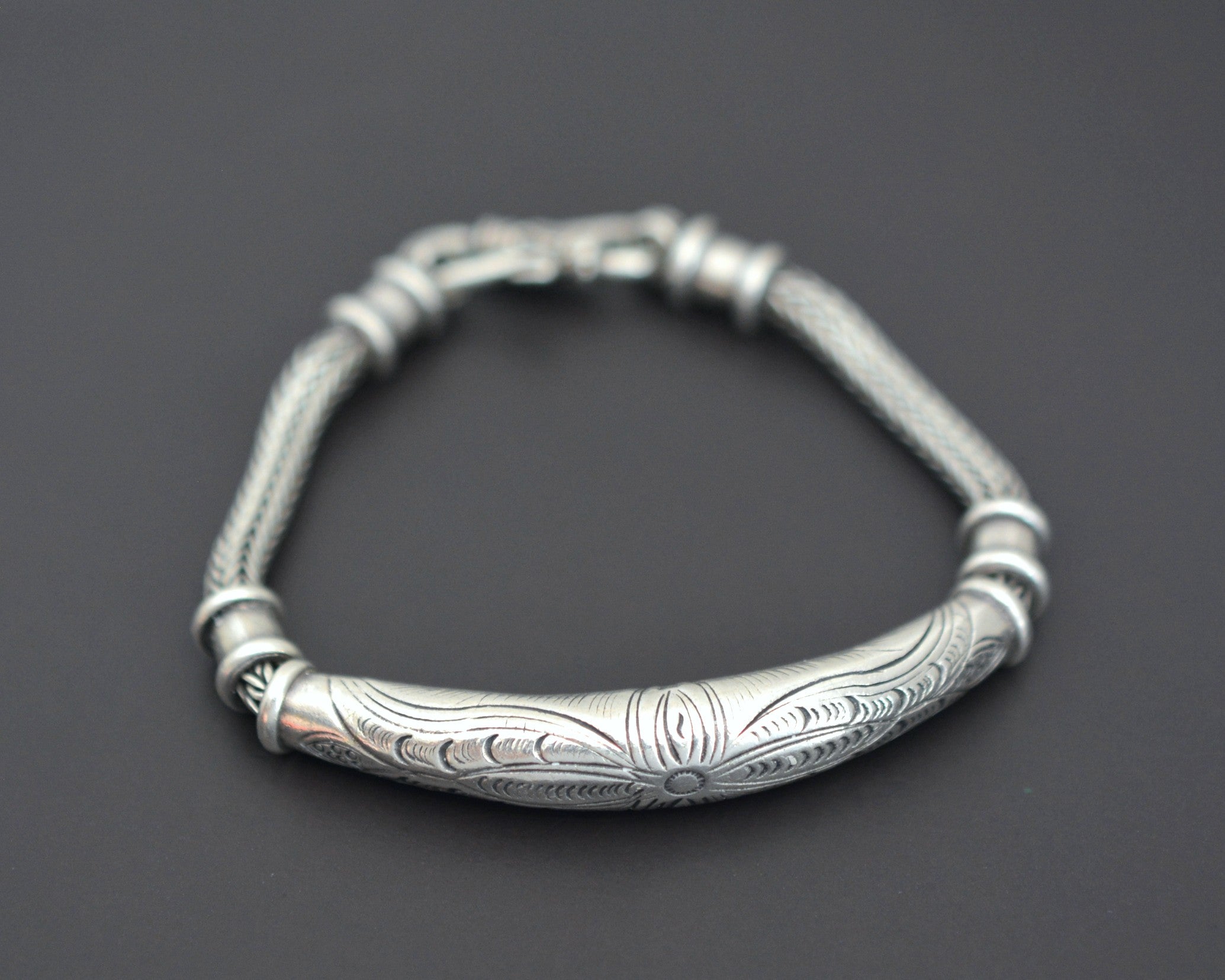 Bali Braided Snake Chain Bracelet with Silver Parts - Sterling Silver