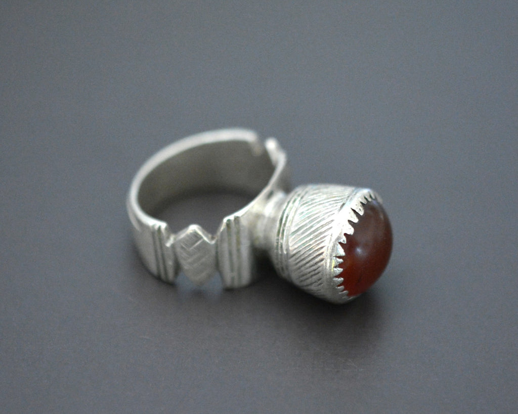 Tuareg Red Glass Ring - Size 8