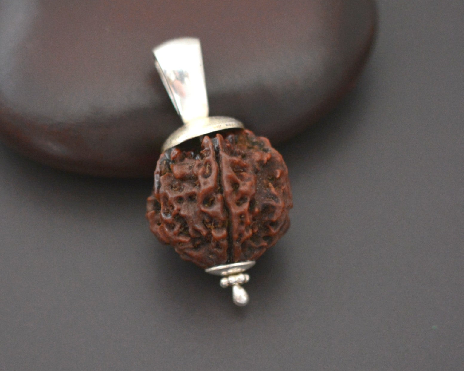 Rudraksha Bead Pendant with Silver Cap