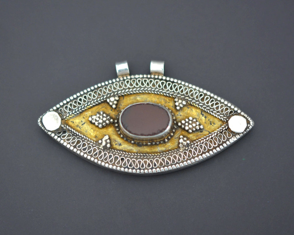 Kazakh Gilded Pendant with Carnelian